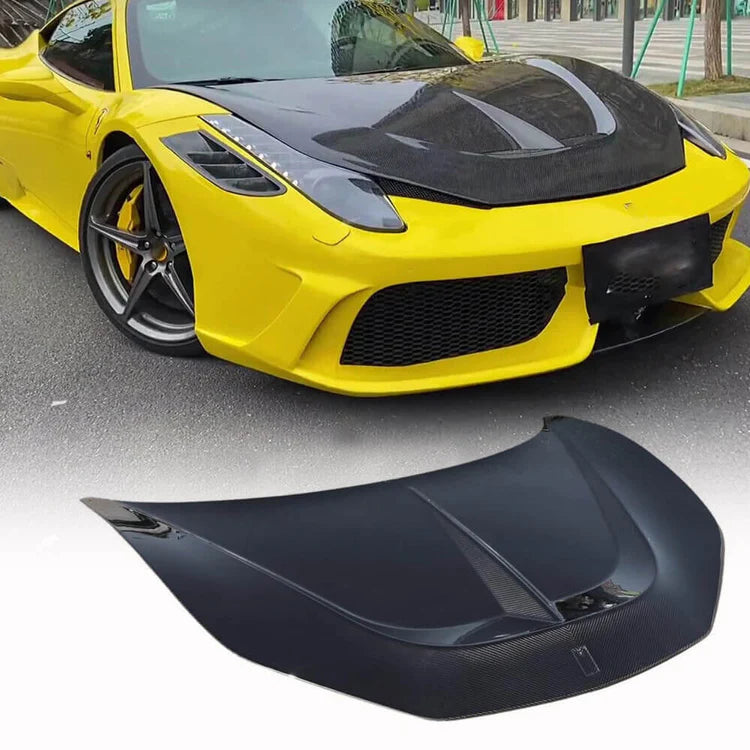 Dry Carbon Fiber Hood for Ferrari 458 Italia Spider Coupe Convertible 2 Door 2011-2015