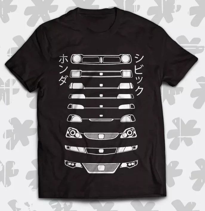 Civic Headlights Evolution  JDM VTEC Lovers Custom Shirts