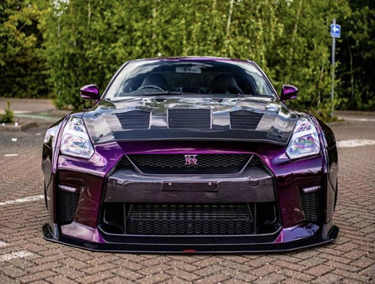 Nissan GTR R35 2008-2019 FPR bumper with Carbon Fiber grill and splitter and LED Lights